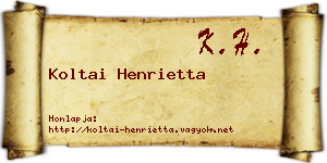 Koltai Henrietta névjegykártya